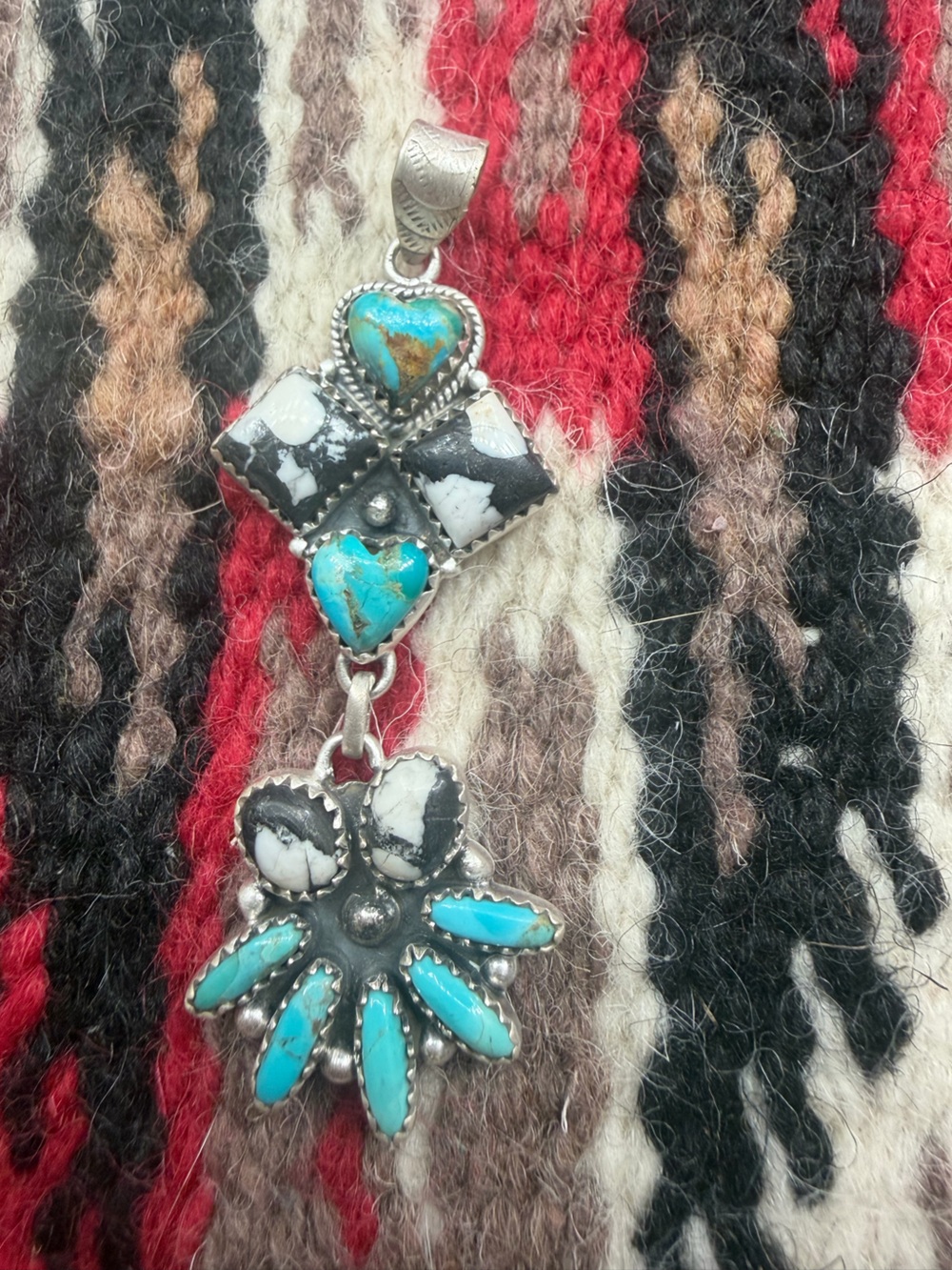 White buffalo & Kingman turquoise pendant